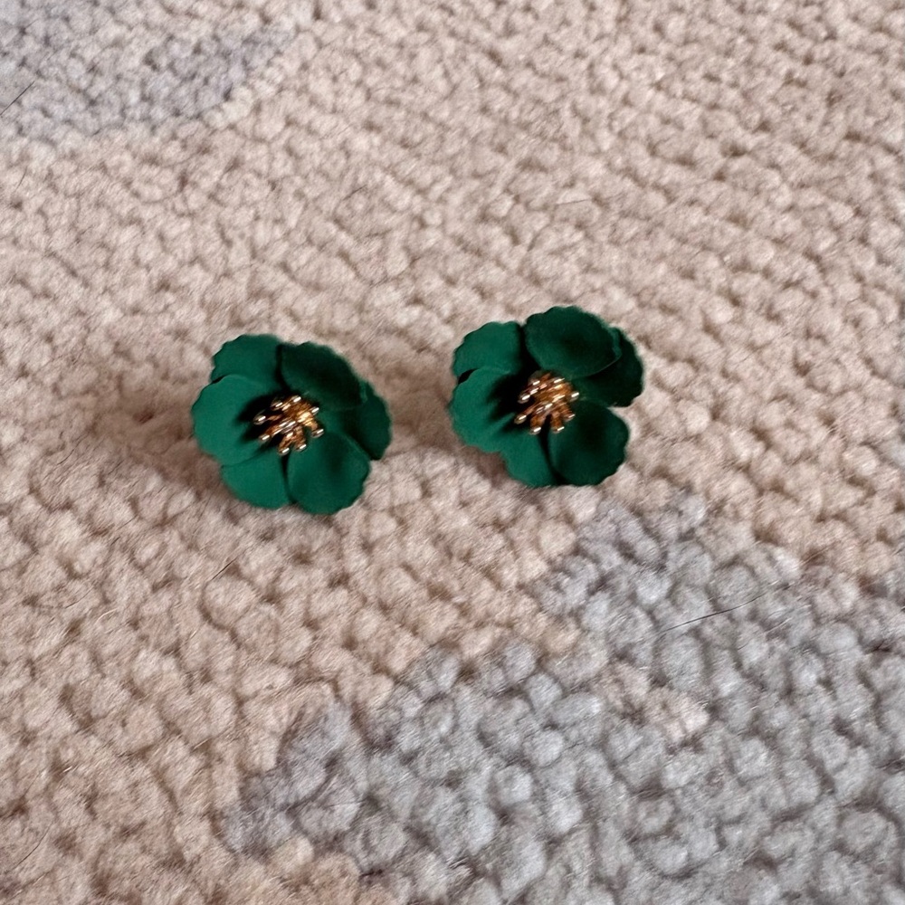 Jcrew Green Floral Statement Stud Earring